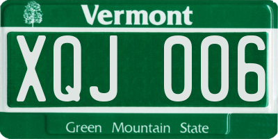 VT license plate XQJ006