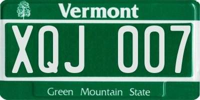 VT license plate XQJ007