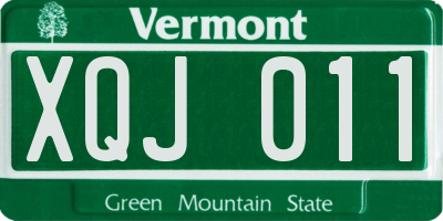 VT license plate XQJ011