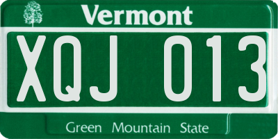 VT license plate XQJ013