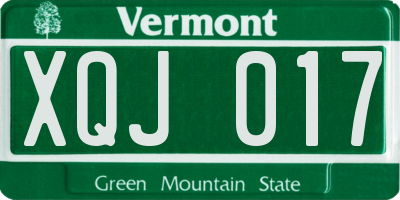 VT license plate XQJ017