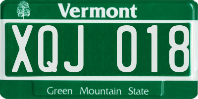 VT license plate XQJ018