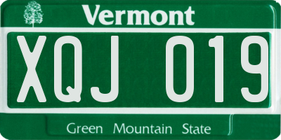 VT license plate XQJ019