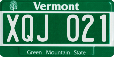 VT license plate XQJ021