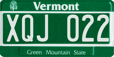 VT license plate XQJ022
