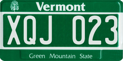 VT license plate XQJ023