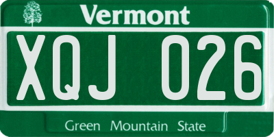 VT license plate XQJ026