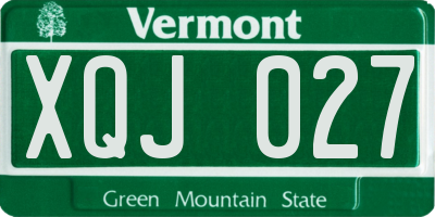 VT license plate XQJ027