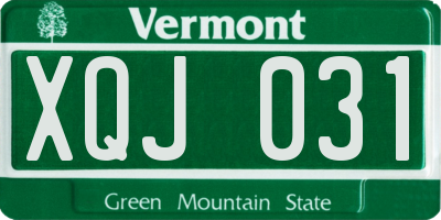 VT license plate XQJ031