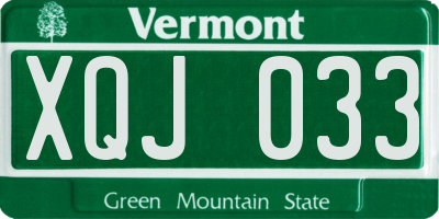 VT license plate XQJ033