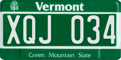 VT license plate XQJ034
