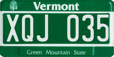 VT license plate XQJ035