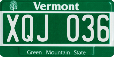 VT license plate XQJ036