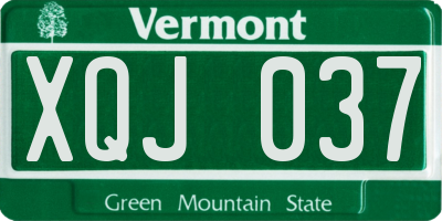 VT license plate XQJ037
