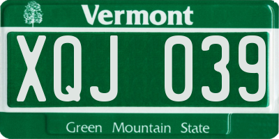VT license plate XQJ039