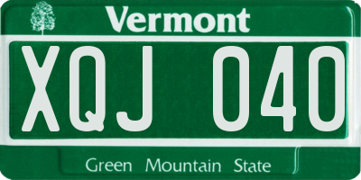 VT license plate XQJ040