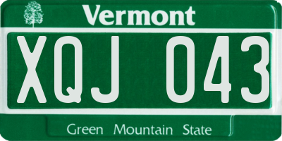 VT license plate XQJ043
