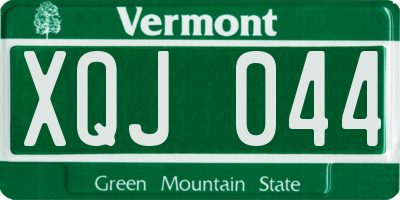 VT license plate XQJ044