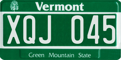 VT license plate XQJ045