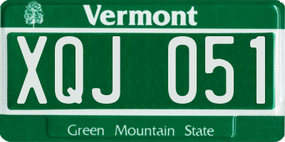 VT license plate XQJ051