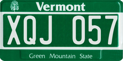 VT license plate XQJ057
