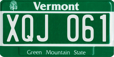 VT license plate XQJ061