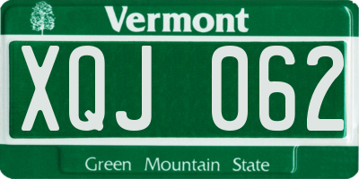 VT license plate XQJ062