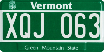 VT license plate XQJ063