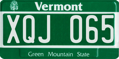 VT license plate XQJ065