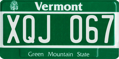 VT license plate XQJ067