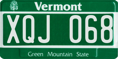 VT license plate XQJ068