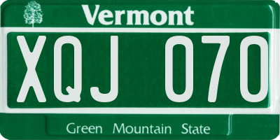 VT license plate XQJ070