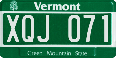 VT license plate XQJ071
