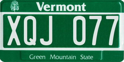 VT license plate XQJ077