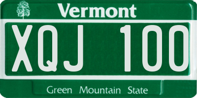 VT license plate XQJ100
