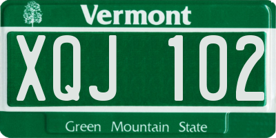 VT license plate XQJ102