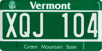 VT license plate XQJ104