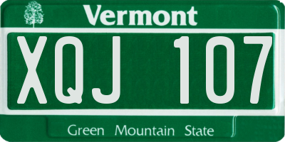 VT license plate XQJ107