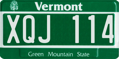 VT license plate XQJ114