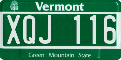 VT license plate XQJ116
