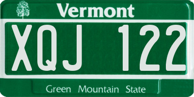 VT license plate XQJ122