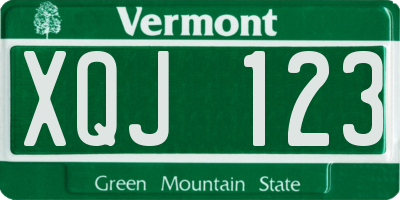 VT license plate XQJ123