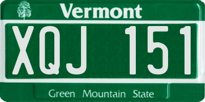 VT license plate XQJ151