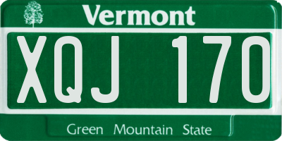 VT license plate XQJ170