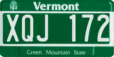 VT license plate XQJ172