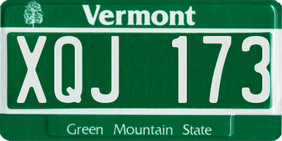 VT license plate XQJ173