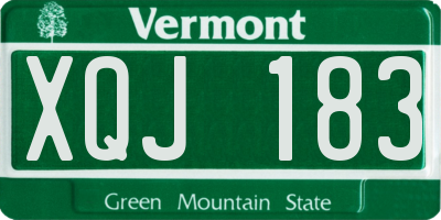 VT license plate XQJ183