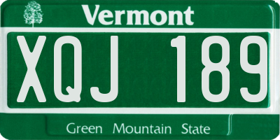 VT license plate XQJ189