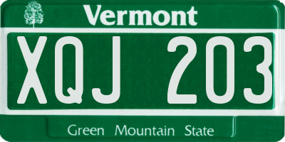 VT license plate XQJ203
