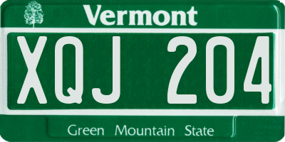 VT license plate XQJ204